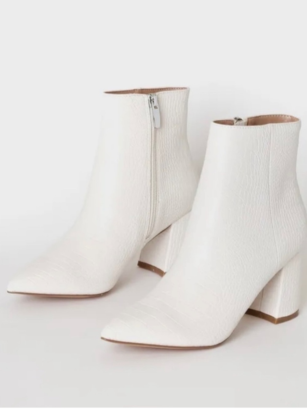 Steve Madden Nadalie White Croc-Embossed Boot